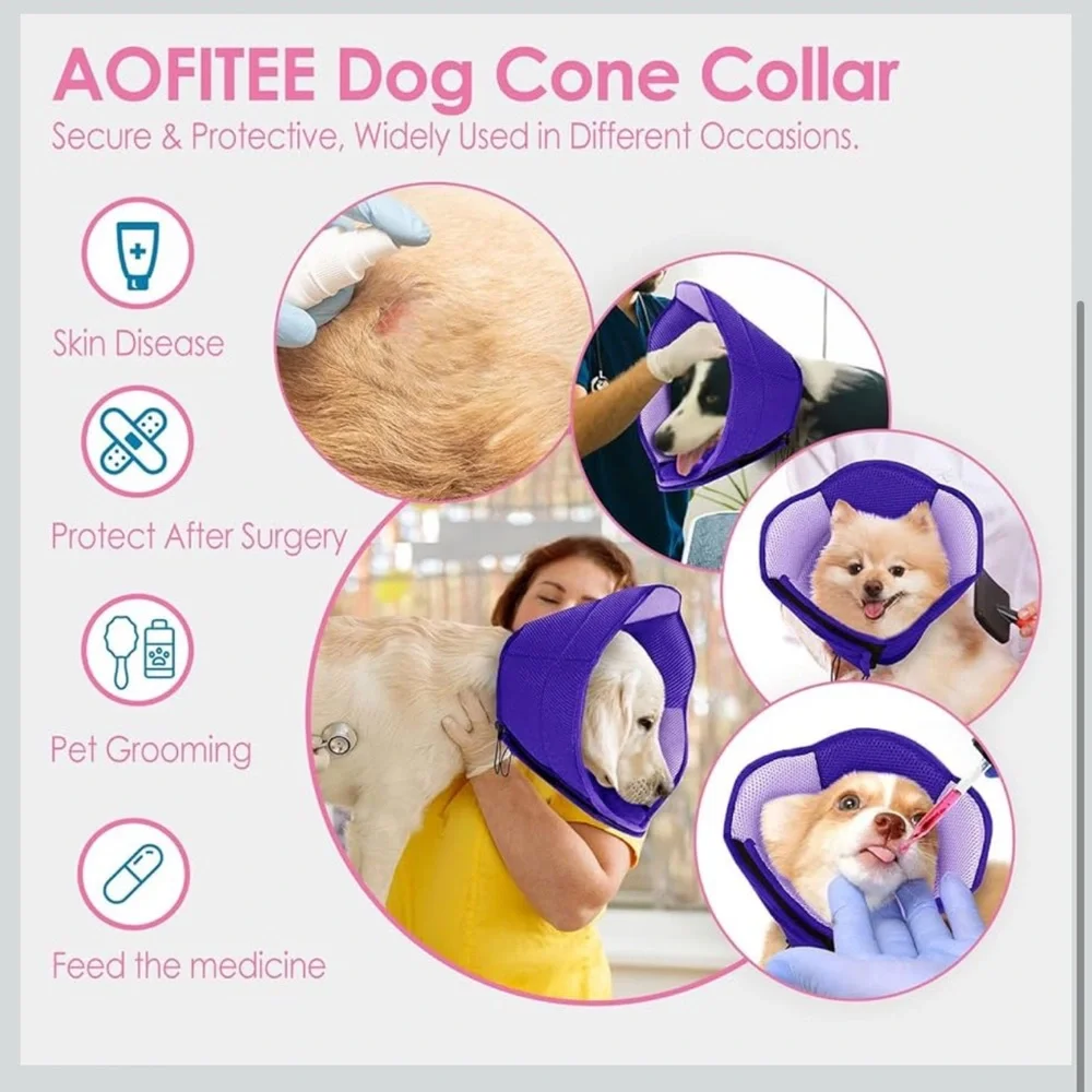 Size S Purple Soft Adjustable Dog Cone
